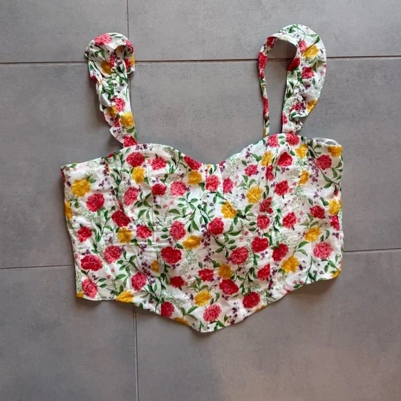 Francesca’s - Bow Back Corset Floral Blouse - Picture 5 of 7